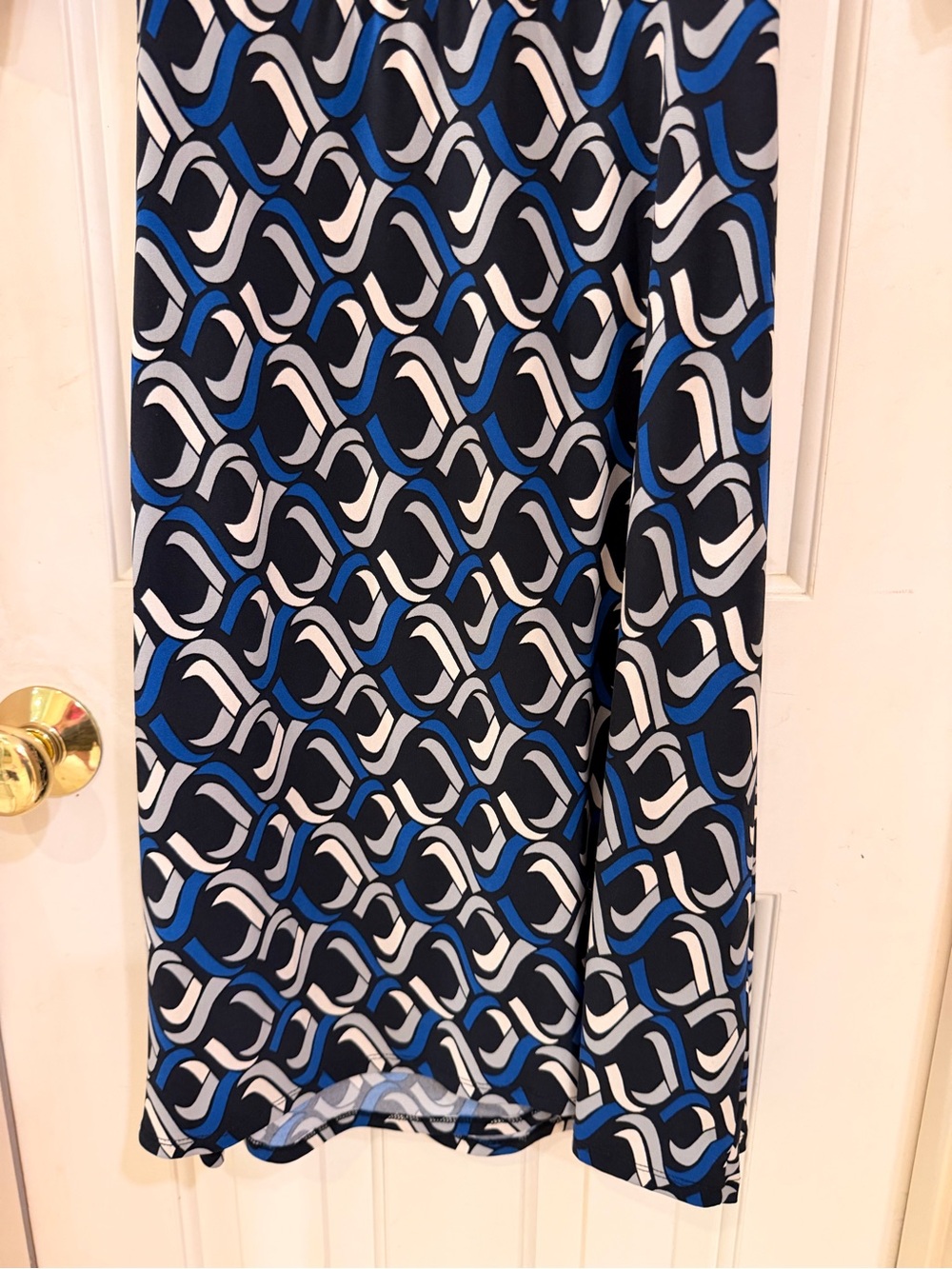 Bisou Bisou Knit Wrap Dress, Black Blue White, Long Sleeve, Tie at Waist, Sz 4 - Picture 12 of 16